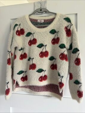 5 for $25 // Fuzzy oversized fit cherry sweater size XS